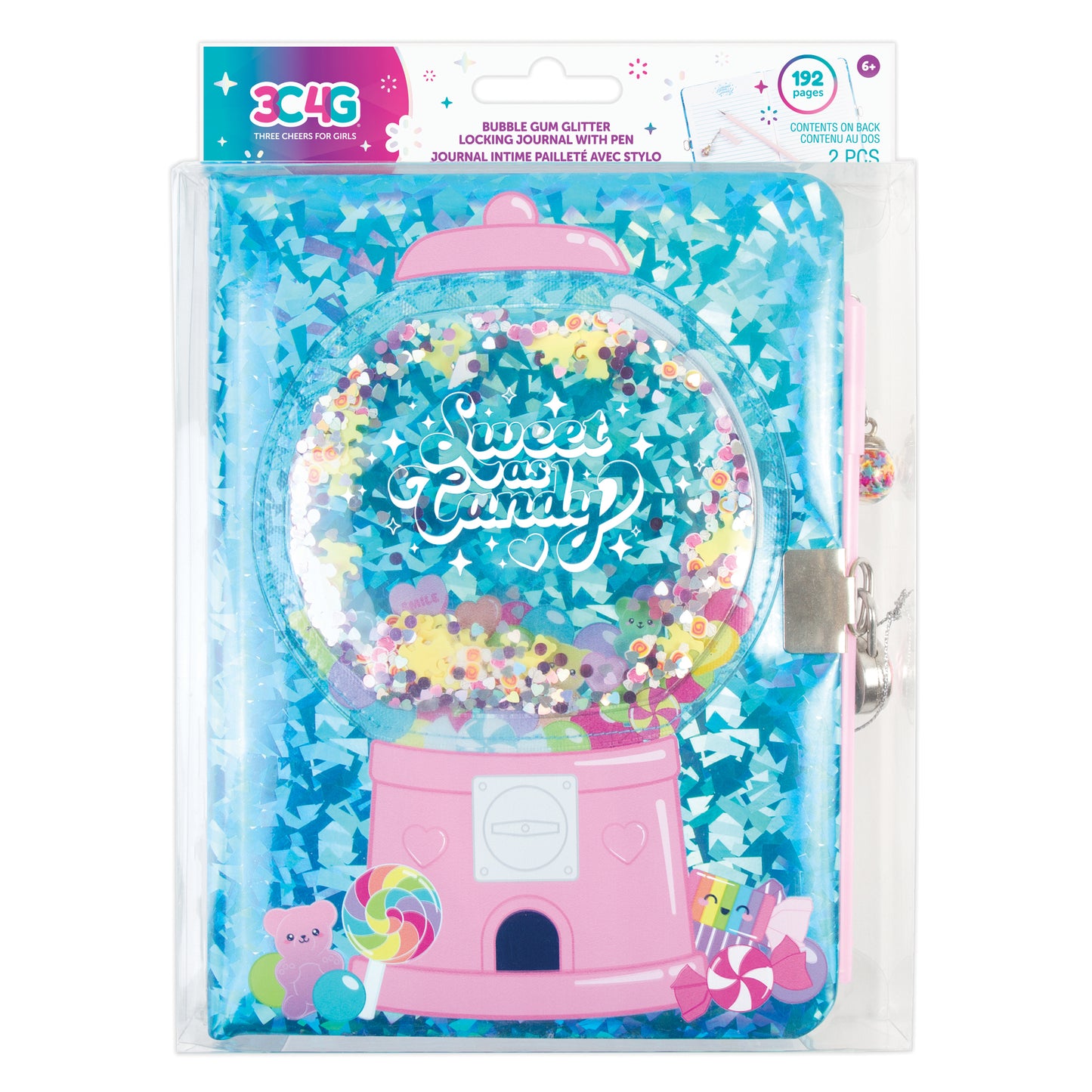 Bộ Sổ Khóa Và Bút Bubble Gum Glitter 3C4G 12052