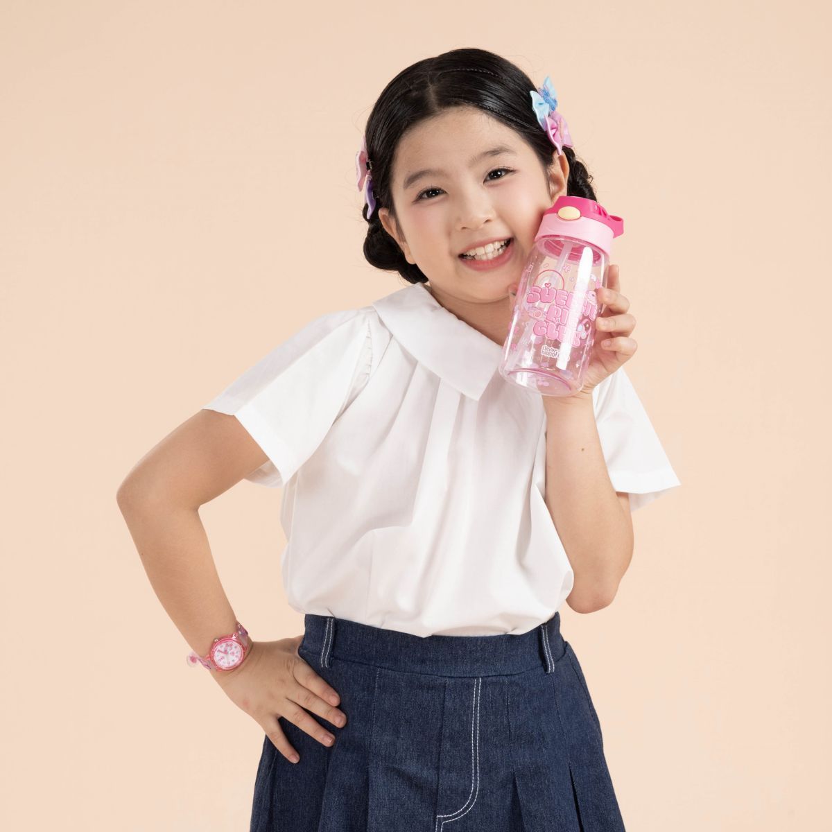 Bình Nước Nhựa Ống Hút Gập Sweetie Pie Club CLEVERHIPPO WB04/LIGHTPINK