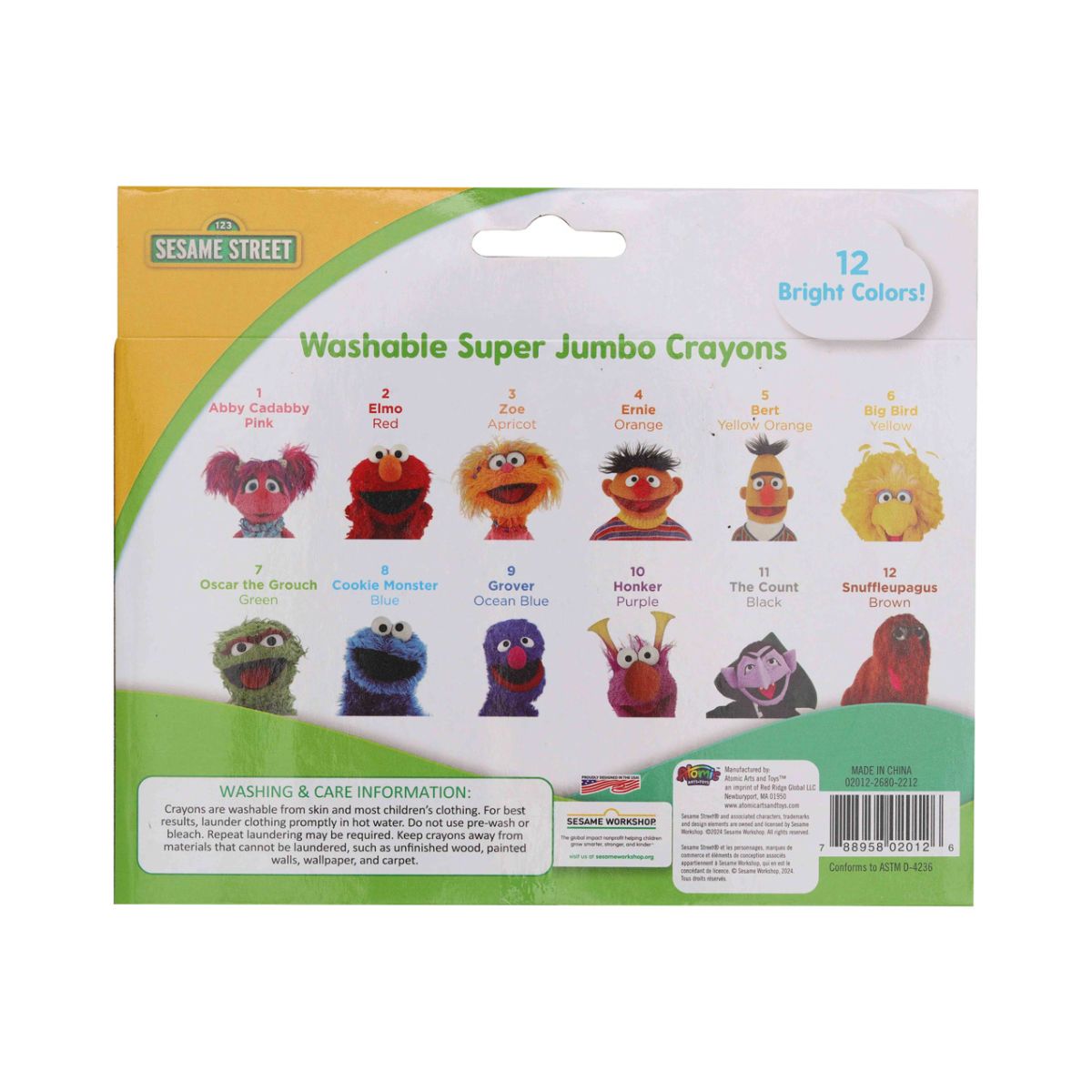 Bộ 12 Bút Màu Sáp Jumbo Sesame Street RED RIDGE AA02012
