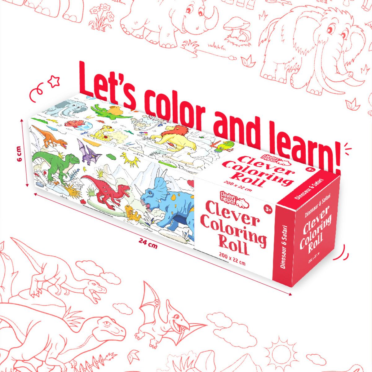 Sách Tô Màu Dạng Cuộn - Dinosaur & Safari CLEVERHIPPO CR04