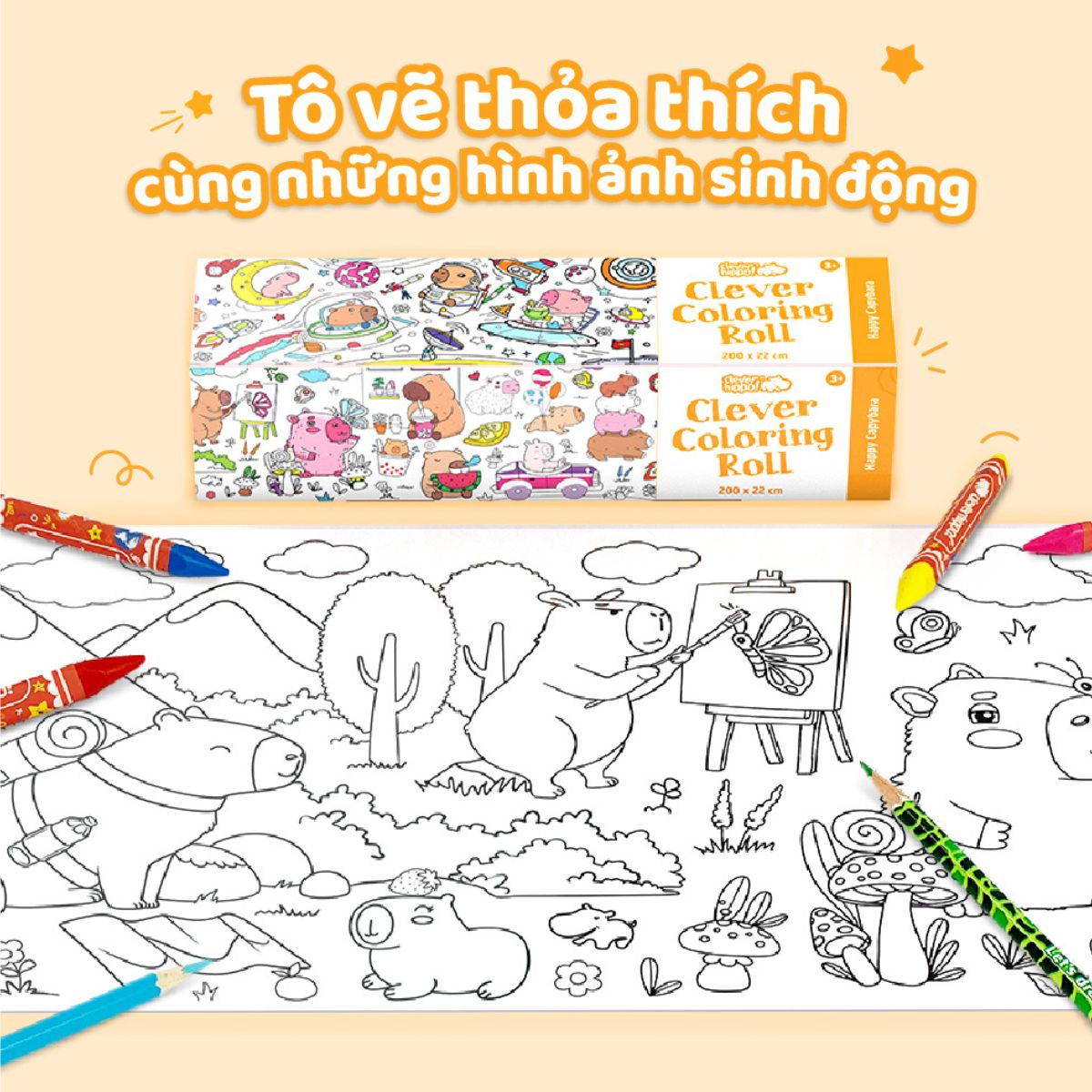 Sách Tô Màu Dạng Cuộn - Happy Capybara CLEVERHIPPO CR05