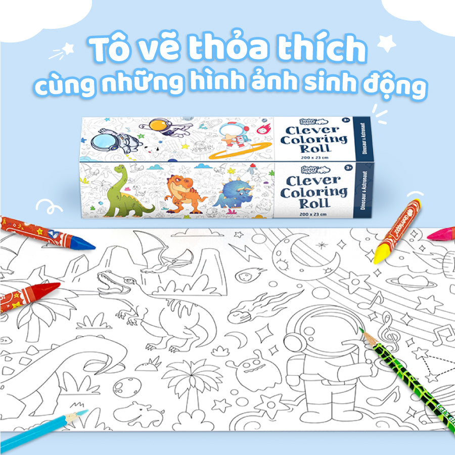 Sách Tô Màu Dạng Cuộn Dinosaur & Astronaut CLEVERHIPPO CR02