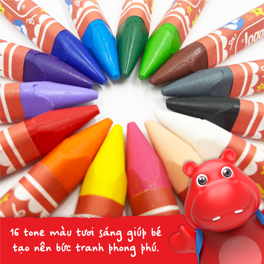 Bộ Bút Sáp Màu Colorful - 16 màu CLEVERHIPPO CRAYON1601