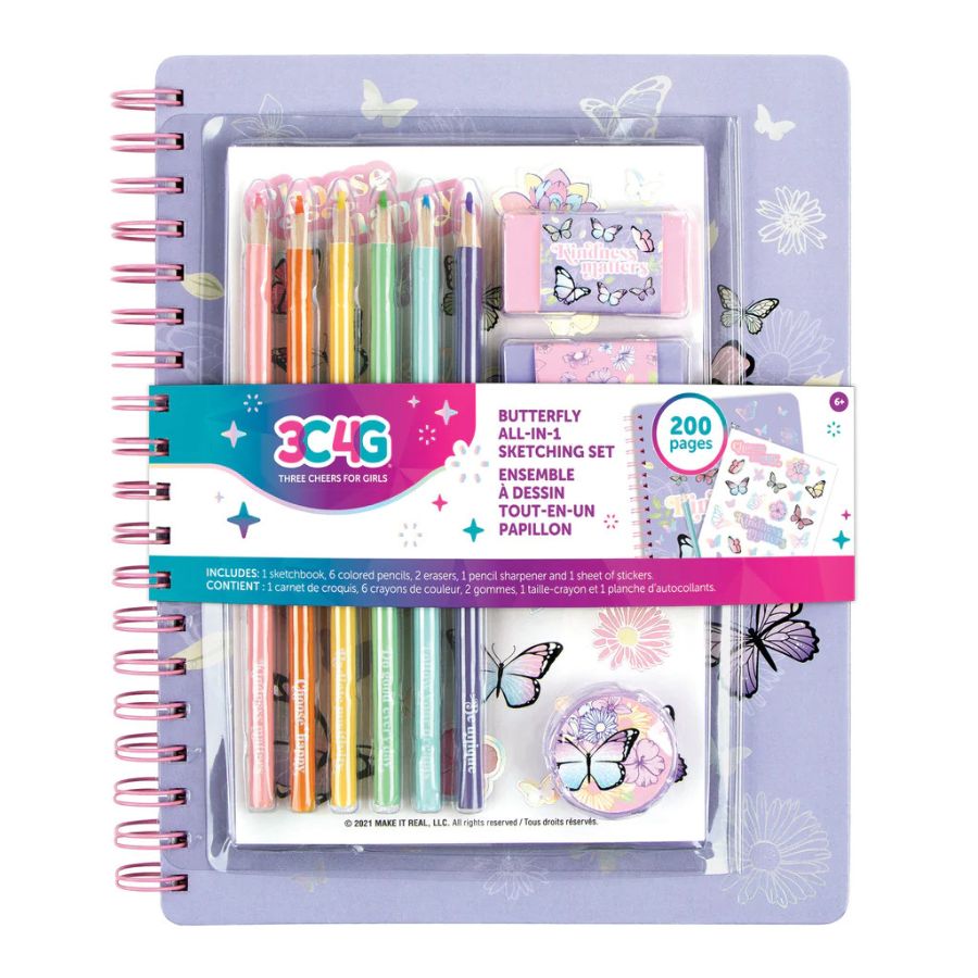Bộ sổ tay, bút chì màu - Butterfly 3C4G 12025