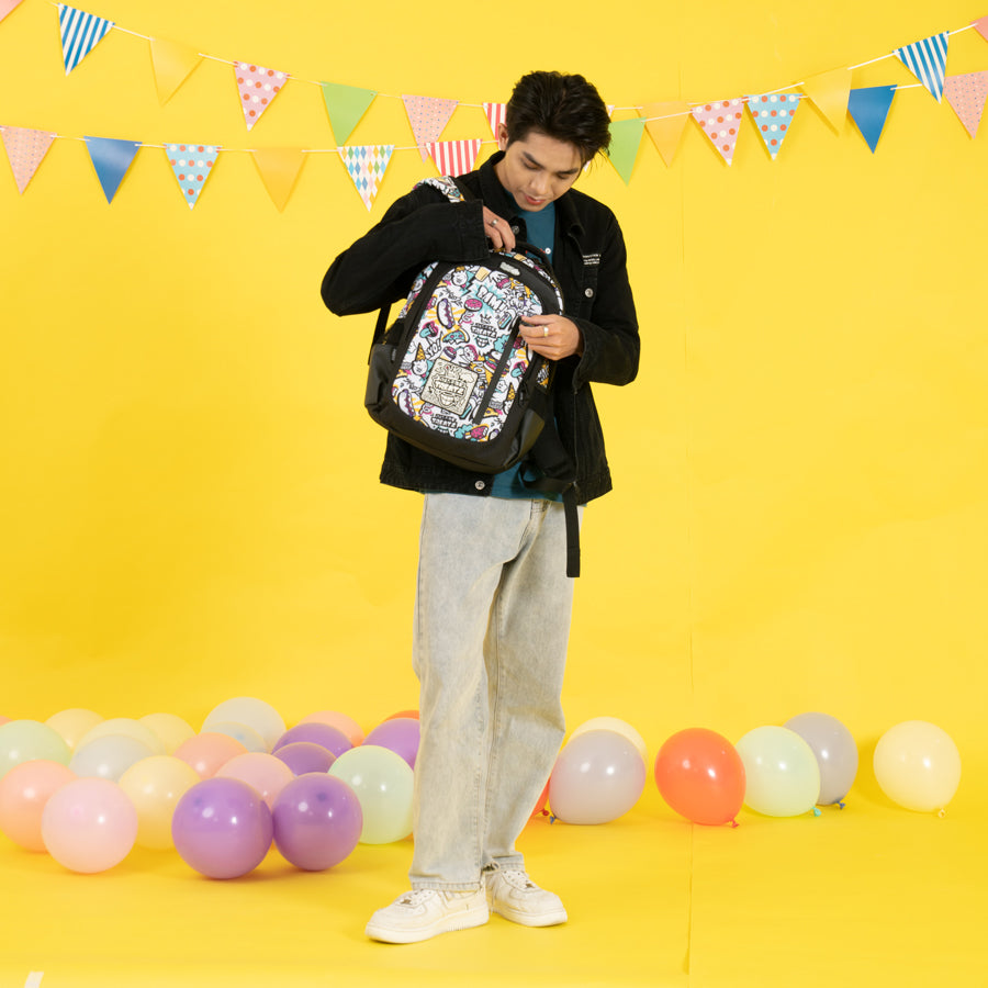 Balo Đi Học, Đi Chơi Zipit - Street Style Trắng CLEVER HIPPO BST9204