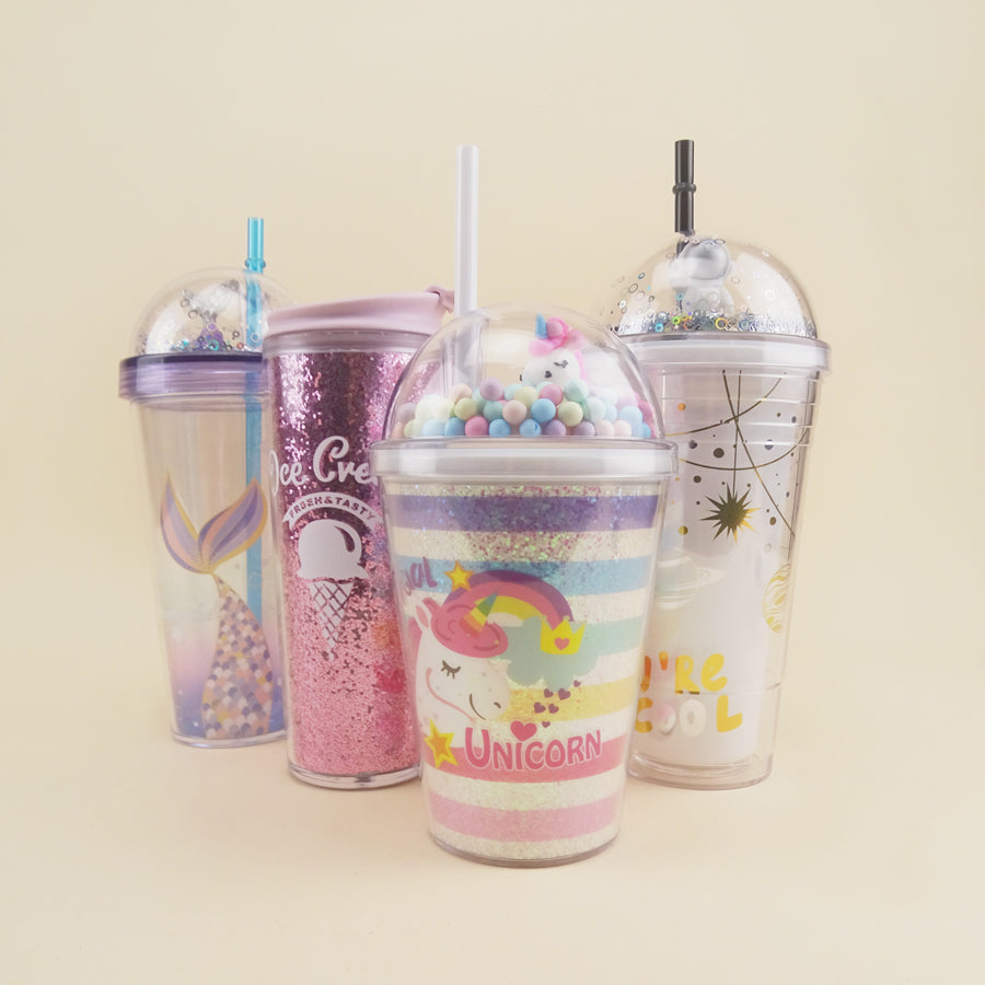 Clever Cup - Ly nhựa Rainbow Unicorn Hồng