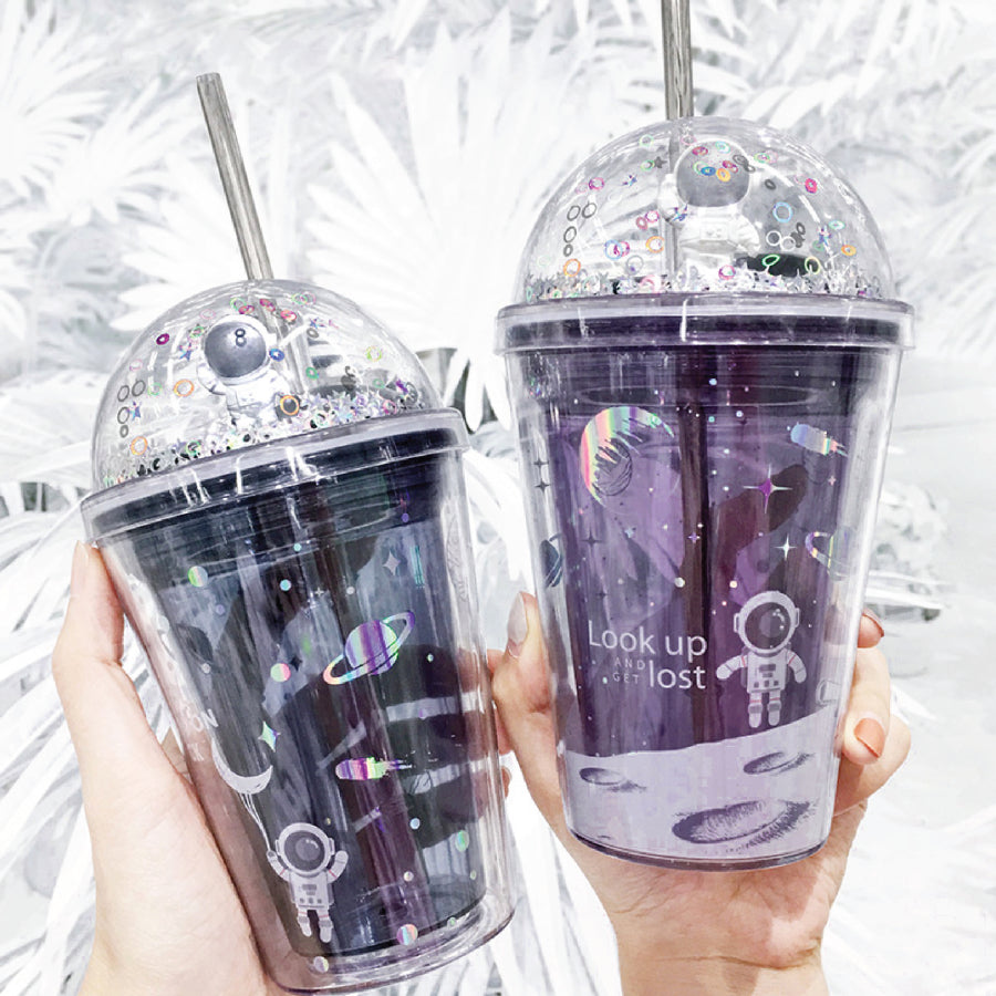 Ly nhựa Clever Cup Astronaut Galaxy Tím CLEVERHIPPO PCUP05