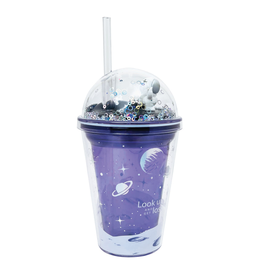 Ly nhựa Clever Cup Astronaut Galaxy Tím CLEVERHIPPO PCUP05