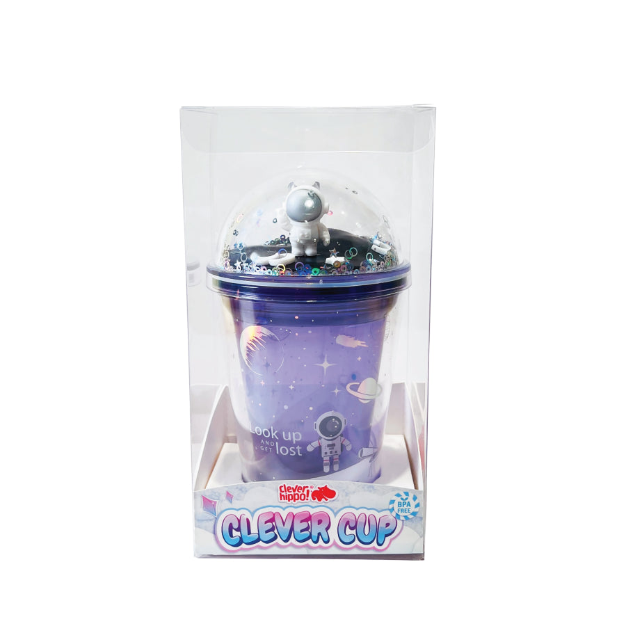 Ly nhựa Clever Cup Astronaut Galaxy Tím CLEVERHIPPO PCUP05
