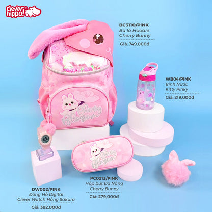 Ba Lô Đi Học, Đi Chơi Có Nón Hoodie Cherry Bunny CLEVER HIPPO BC3110