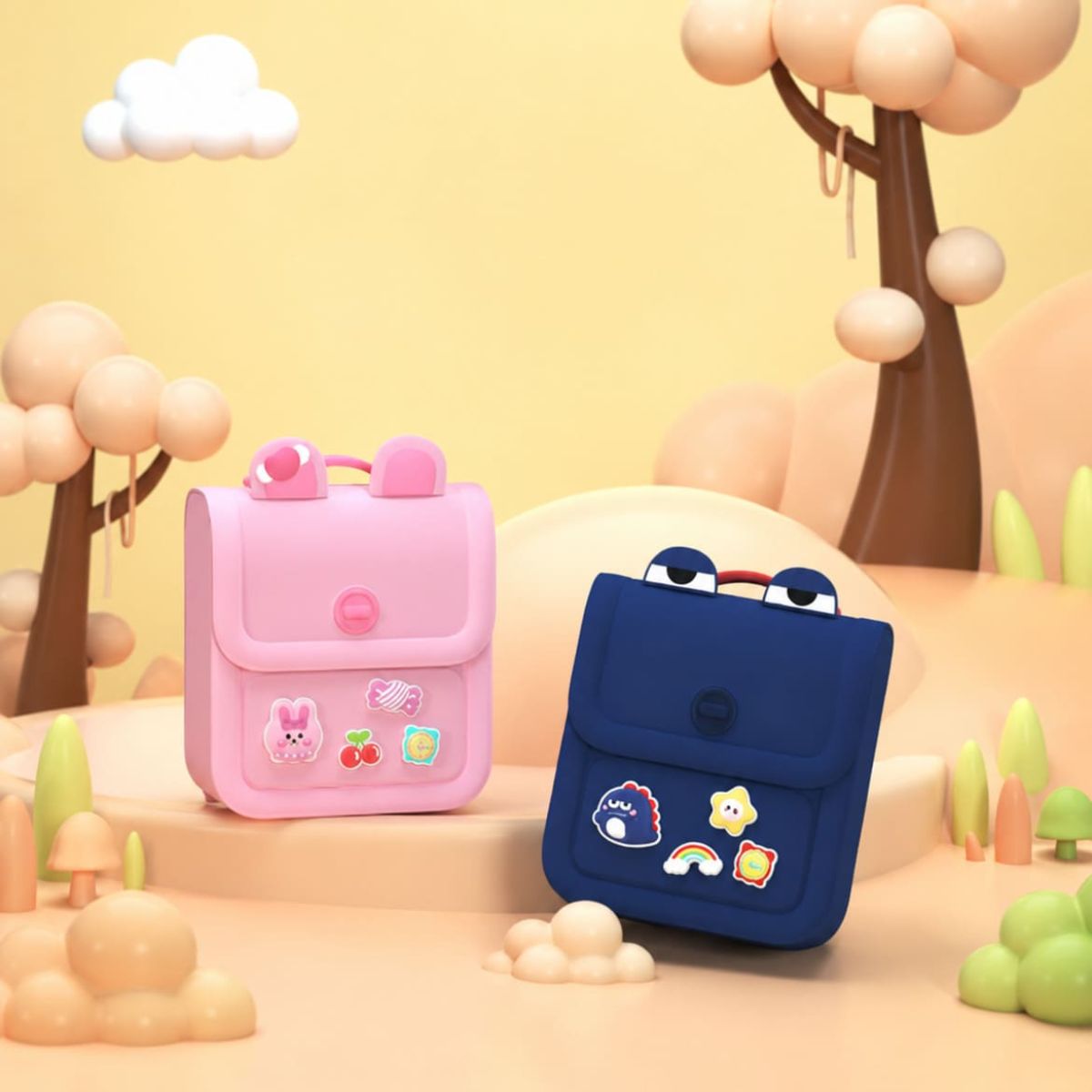 Ba Lô Đi Học, Đi Chơi Kèm Charm Cute Hồng Xinh Xắn KOOOL K87/PINK