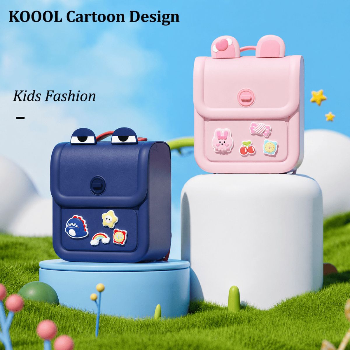 Ba Lô Đi Học, Đi Chơi Kèm Charm Cute Xanh Cool Ngầu KOOOL K87/BLUE