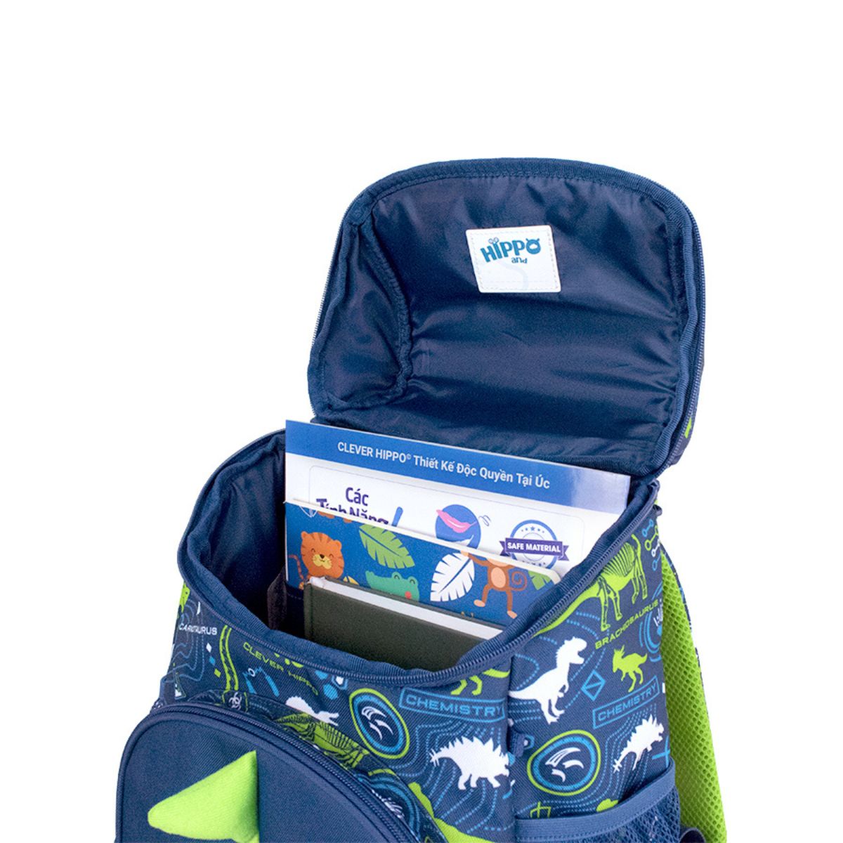 Ba Lô Đi Học Đi Chơi Có Nón Hoodie Khủng Long Siêu Đẳng CLEVERHIPPO BD3109