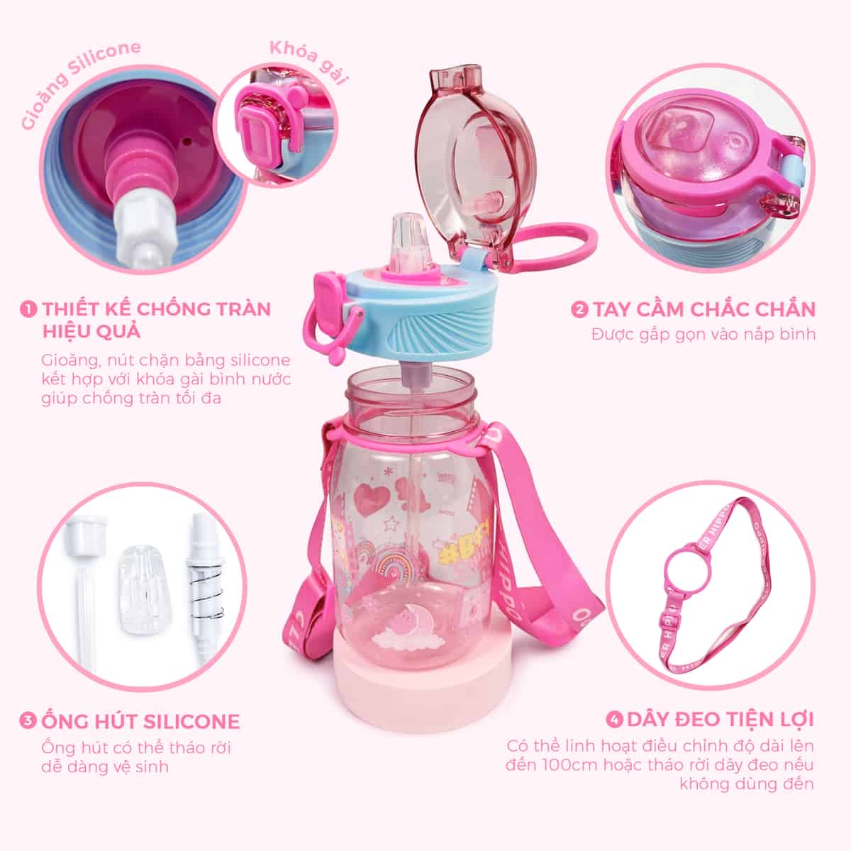 Bình Nước Có Dây Đeo Bestie Forever CLEVERHIPPO WB03