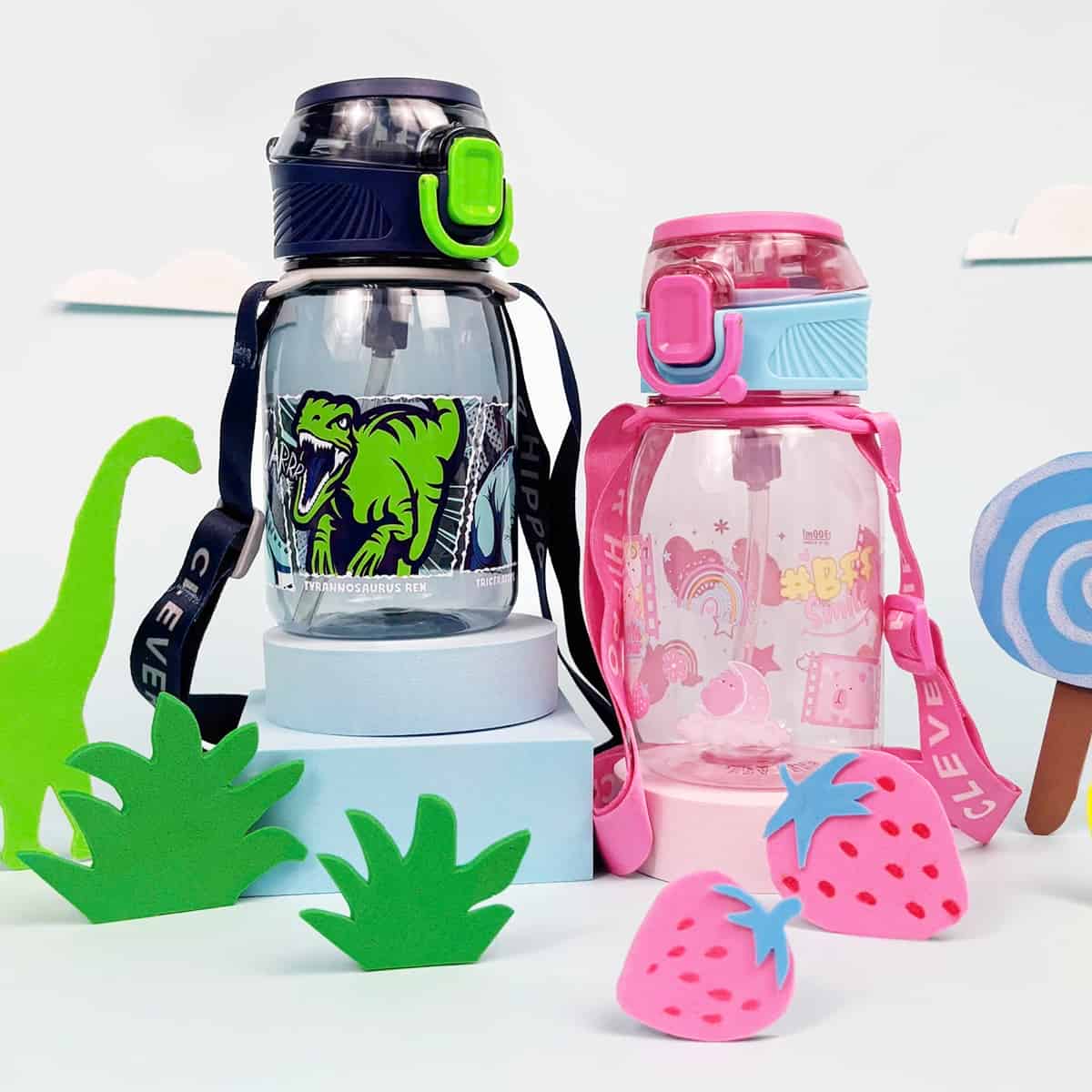 Bình Nước Có Dây Đeo Dino Warriors CLEVERHIPPO WB03