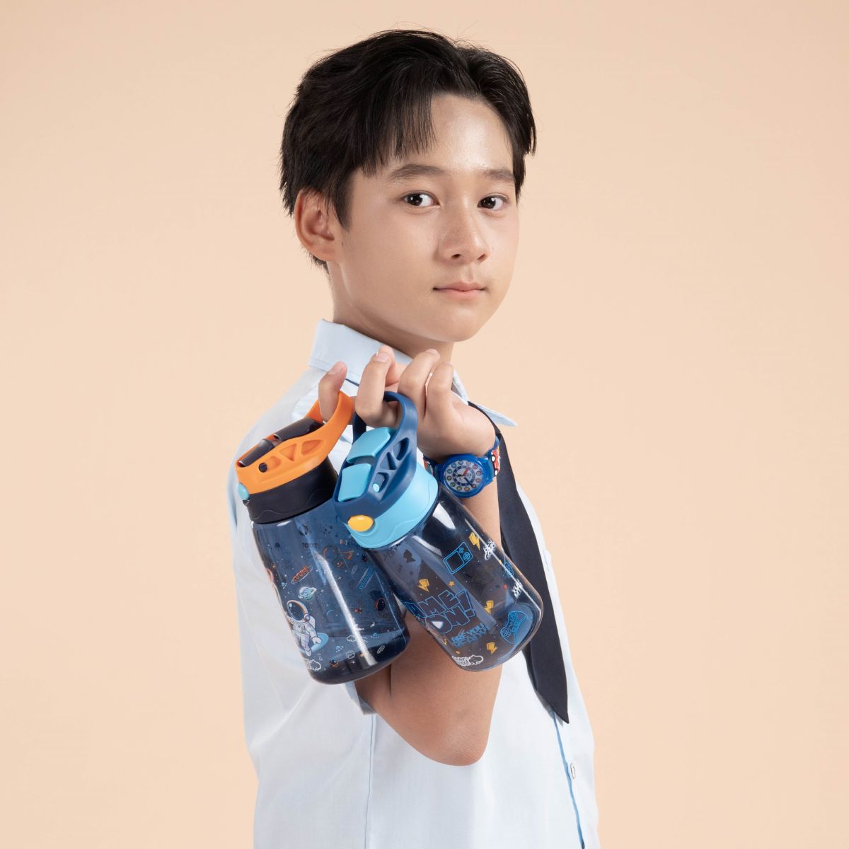 Bình Nước Nhựa Ống Hút Gập Space Adventure - Astro CLEVERHIPPO WB04/NAVY