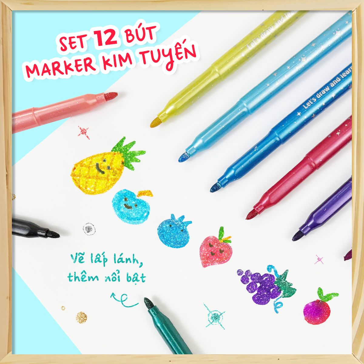 Bộ 12 Bút Glitter Marker CLEVER HIPPO GLITTERM1201