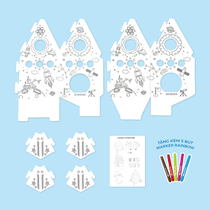 Đồ Chơi Trẻ Em: Bộ DIY Lắp Ráp Mô Hình 3D The Alpha Rocket CLEVERHIPPO CJP06-ROCKET