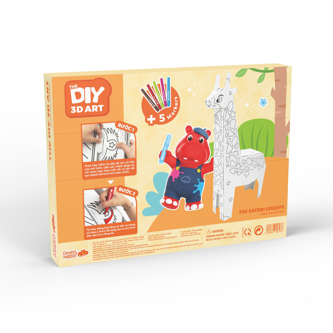 Đồ Chơi Trẻ Em: Bộ DIY Lắp Ráp Mô Hình 3D The Safari Giraffe CLEVERHIPPO CJP04-GIRAF