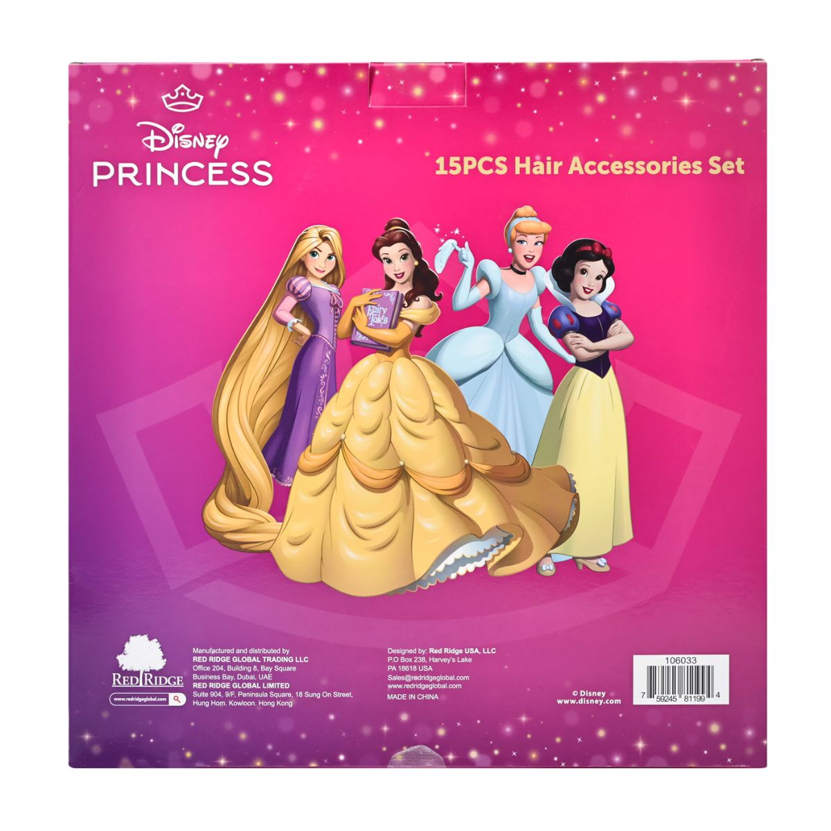 Bộ Phụ Kiện Lược, Kẹp, Cột Tóc Disney Princess RED RIDGE 106033