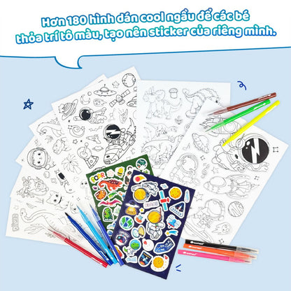 Bộ Sticker Nghệ Thuật Và Bút Marker - Dinosaur & Galaxy CLEVERHIPPO SS02