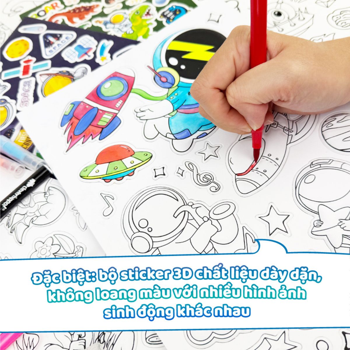 Bộ Sticker Nghệ Thuật Và Bút Marker - Dinosaur & Galaxy CLEVERHIPPO SS02