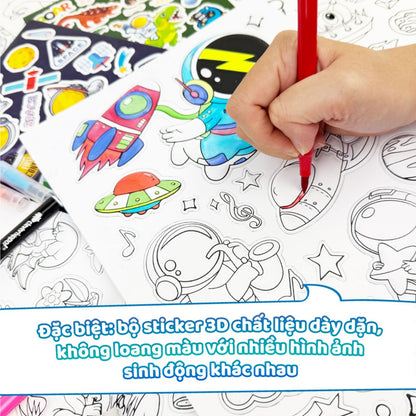 Bộ Sticker Nghệ Thuật Và Bút Marker - Dinosaur & Galaxy CLEVERHIPPO SS02