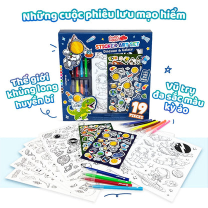 Bộ Sticker Nghệ Thuật Và Bút Marker - Dinosaur & Galaxy CLEVERHIPPO SS02