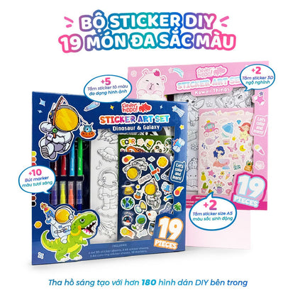 Bộ Sticker Nghệ Thuật Và Bút Marker - Dinosaur & Galaxy CLEVERHIPPO SS02