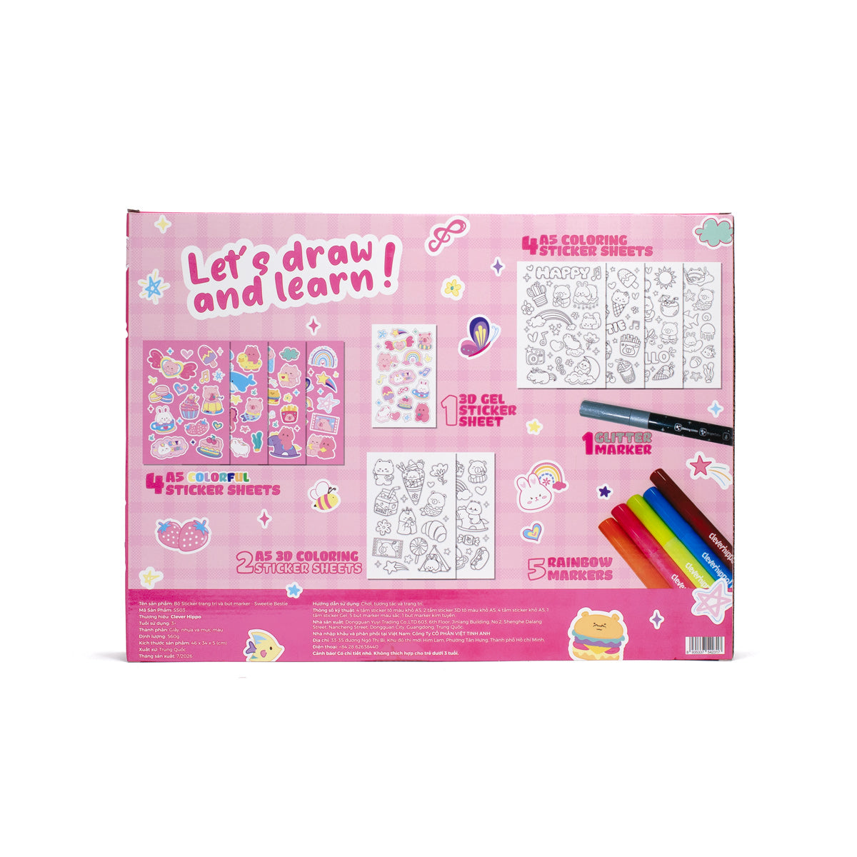 Bộ Sticker Trang Trí Và Bút Marker - Sweetie Bestie CLEVERHIPPO SS03