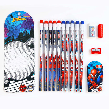 Combo 10 Bút Chì 2B Kèm Gôm, Gọt Spider Man RED RIDGE 100831