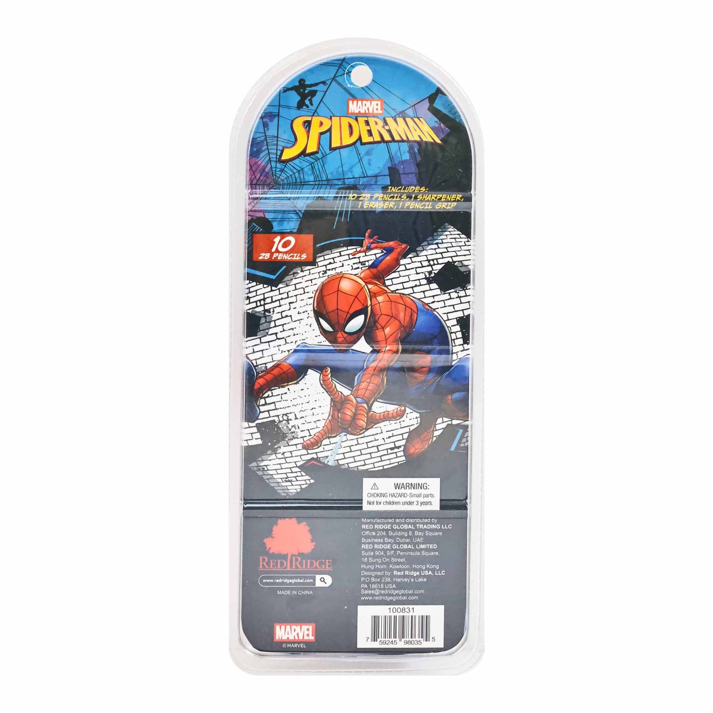 Combo 10 Bút Chì 2B Kèm Gôm, Gọt Spider Man RED RIDGE 100831