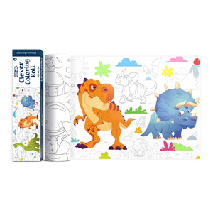 Dinosaur & Astronaut Scroll Coloring Book CLEVERHIPPO CR02