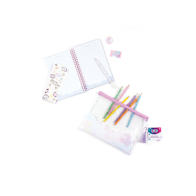 Combo sổ, bút tô màu và hộp đựng bút đáng yêu