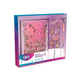 Bộ sổ, bút và sticker trang trí - Hồng lấp lánh