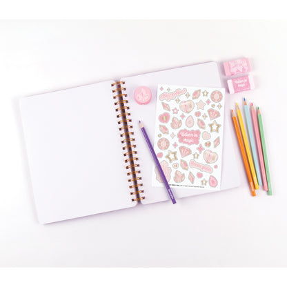 Combo sổ tay, bút chì màu - Pink & Gold