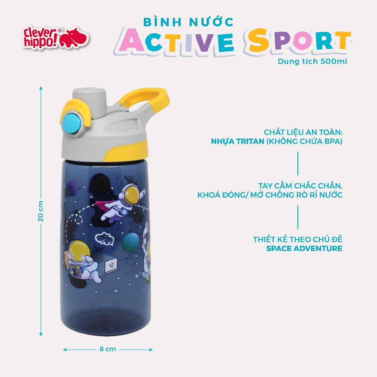 Bình nước TRITAN Space Adventure CLEVERHIPPO WB02