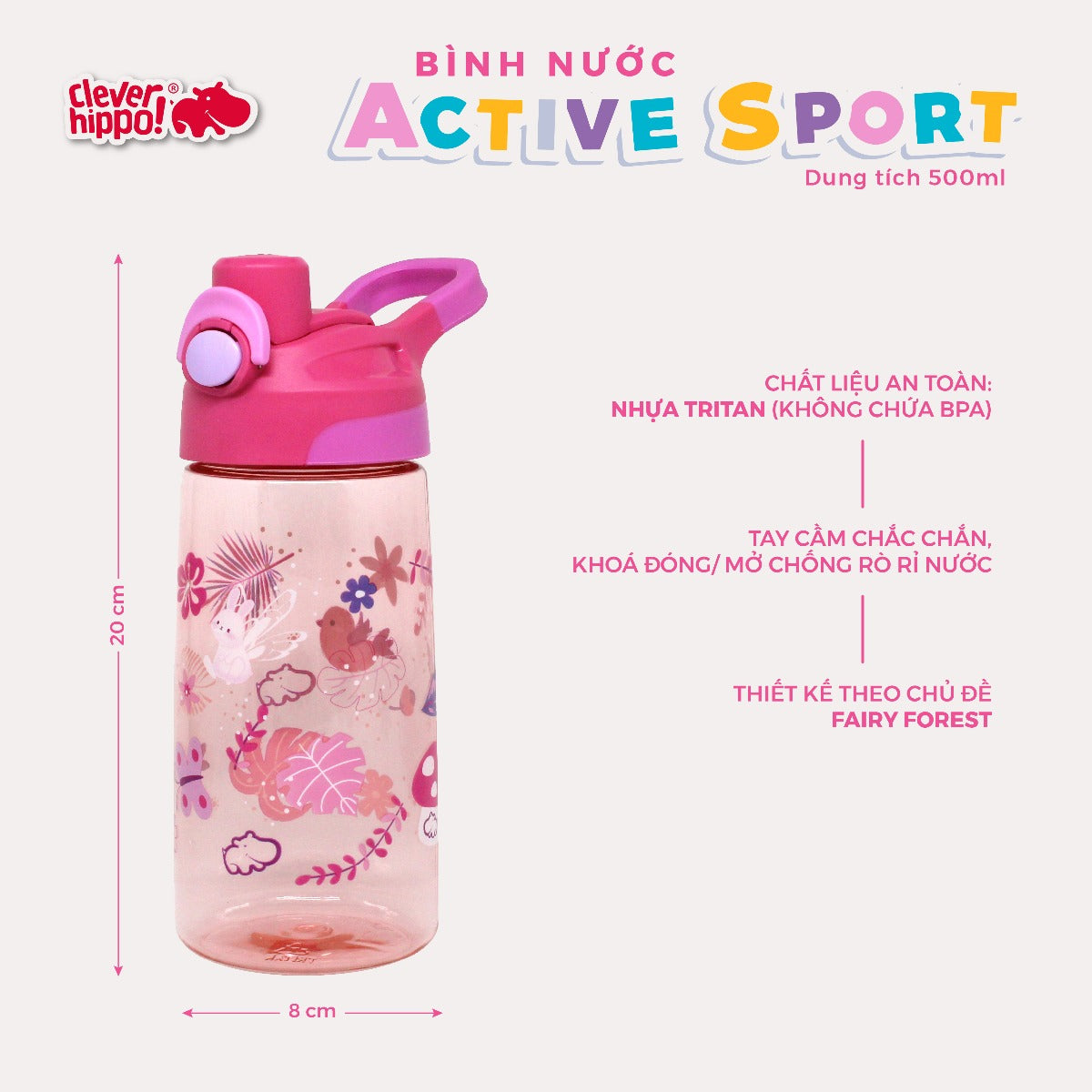 TRITAN Fairy Forest CLEVERHIPPO WB02 water bottle