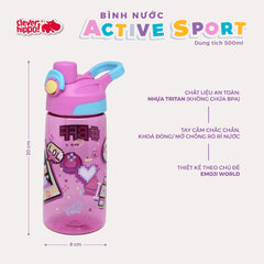 Bình nước TRITAN Emoji World Hồng CLEVER HIPPO WB02