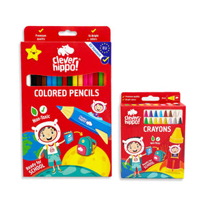 Combo of 16 Wax Colors and 16 Colorful Pencil Colors CLEVERHIPPO CB161601