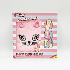 Bộ đồ dùng văn phòng phẩm - Lovely Cat Hồng CLEVER HIPPO NB1102