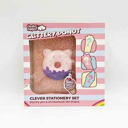 Stationery set - Glittery Donut Pink