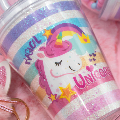 Clever Cup - Ly nhựa Rainbow Unicorn Hồng