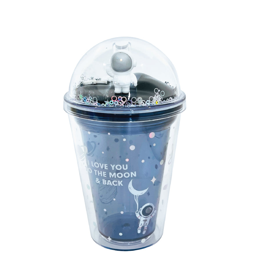 Ly nhựa Clever Cup Astronaut Galaxy Xanh CLEVERHIPPO PCUP05