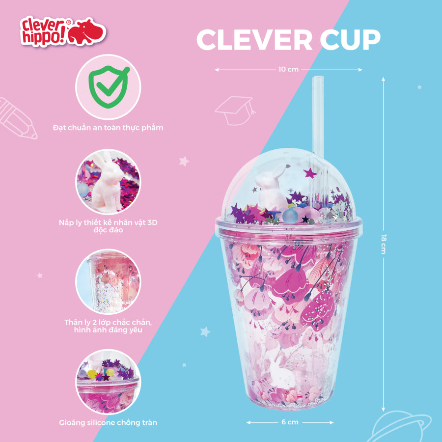 Ly nhựa Clever Cup Fairy Forest Hồng CLEVERHIPPO PCUP06