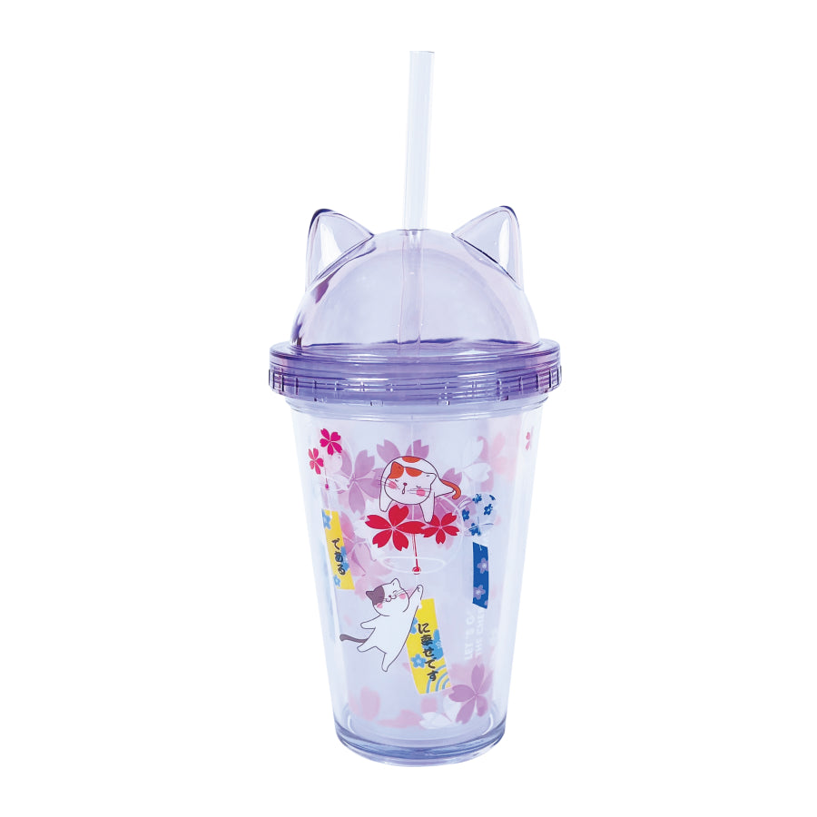 Clever Cup Happy Cat Purple Plastic Cup CLEVERHIPPO PCUP07