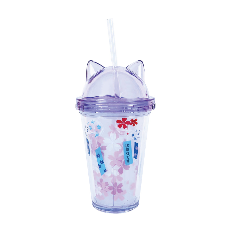 Clever Cup Happy Cat Purple Plastic Cup CLEVERHIPPO PCUP07