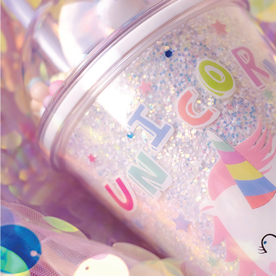 Clever Cup Rainbow Unicorn Green Plastic Cup CLEVERHIPPO PCUP08